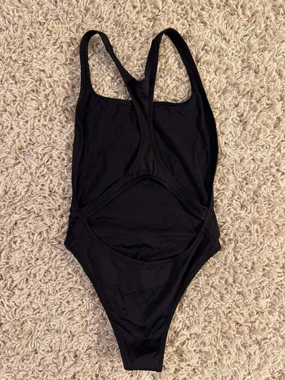Solid and Stripped Classic Black One-Piece Swimsuit XS - Picture 3 of 3